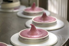 Voittoisaa Jymy-jäätelöä valmistetaan Aurassa. Kuvassa syntyy mustikkajäätelöä. Kuva: Heidi Pelander