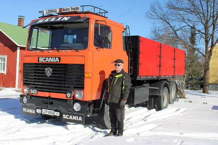 Juha Helin osallistuu Kevätpäiväntasausajoon vuosimallin 1979 Scania LBS 141:llä. Kuva: Juha Helinin kotialbumi.